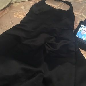 Navy David’s bridal silk dress